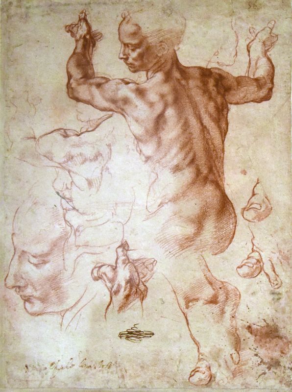 Michelangelo 1510-11 Studies for the Libyan Sibyl From New York Metropolitan Museum Of Art At New York Met Breuer Unfinished